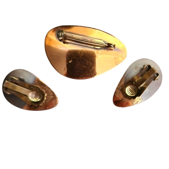 Vintage Four Leaf Clover Brooch and Earrings - Picture 4 of 7